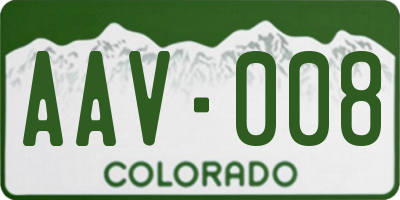 CO license plate AAV008