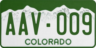 CO license plate AAV009