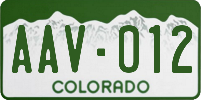 CO license plate AAV012