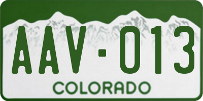 CO license plate AAV013
