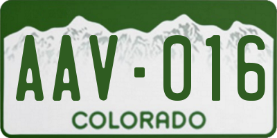 CO license plate AAV016