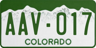 CO license plate AAV017
