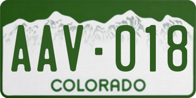 CO license plate AAV018