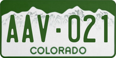 CO license plate AAV021