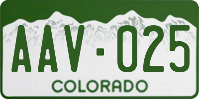 CO license plate AAV025