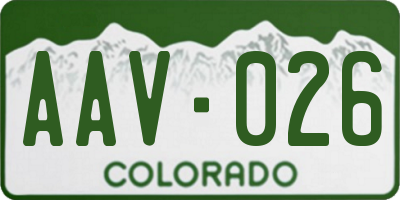 CO license plate AAV026