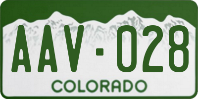 CO license plate AAV028