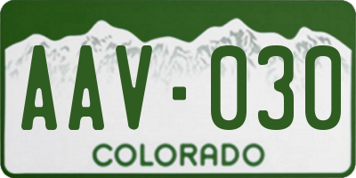 CO license plate AAV030