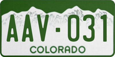 CO license plate AAV031