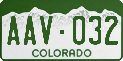 CO license plate AAV032