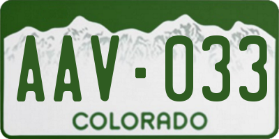 CO license plate AAV033