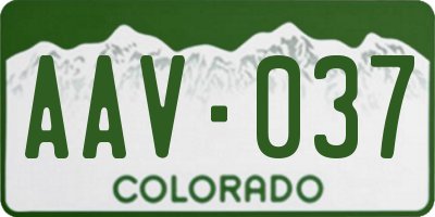 CO license plate AAV037