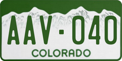 CO license plate AAV040