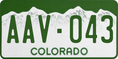 CO license plate AAV043