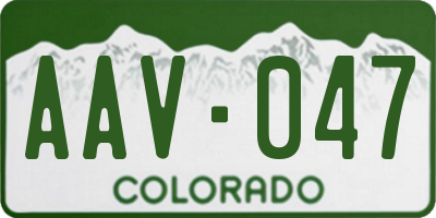 CO license plate AAV047