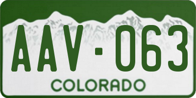 CO license plate AAV063