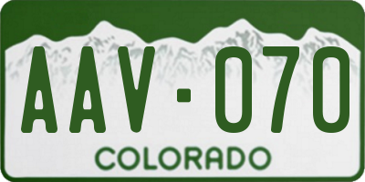 CO license plate AAV070