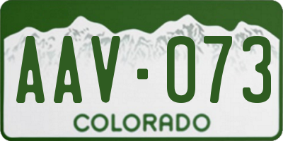 CO license plate AAV073