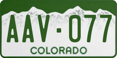 CO license plate AAV077