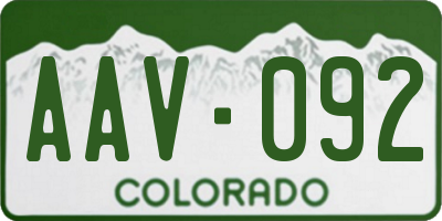 CO license plate AAV092
