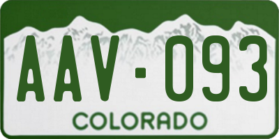 CO license plate AAV093