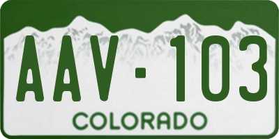 CO license plate AAV103