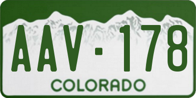 CO license plate AAV178