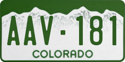 CO license plate AAV181