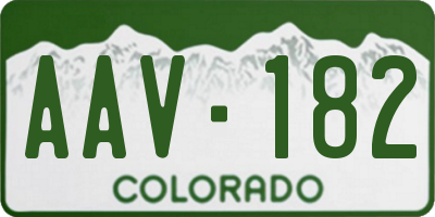 CO license plate AAV182