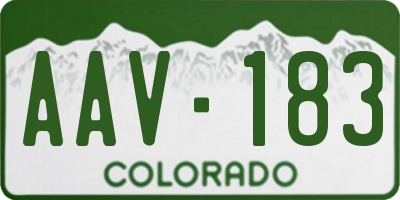CO license plate AAV183