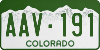 CO license plate AAV191