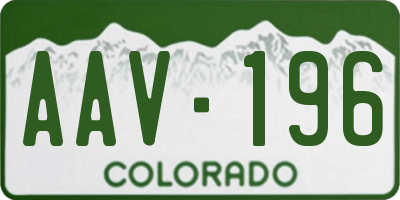 CO license plate AAV196