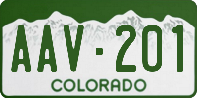 CO license plate AAV201