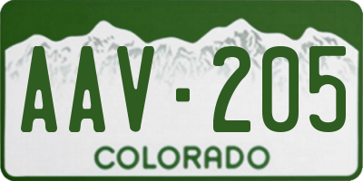 CO license plate AAV205