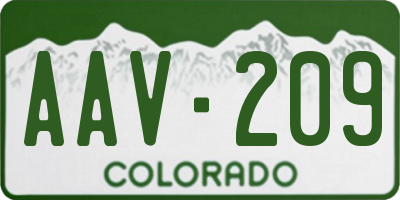 CO license plate AAV209