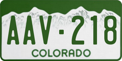 CO license plate AAV218