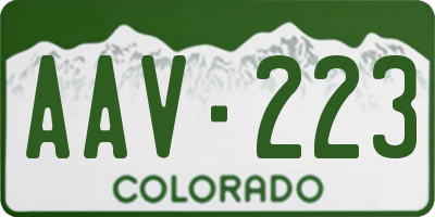 CO license plate AAV223