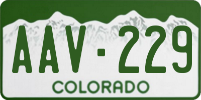 CO license plate AAV229