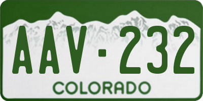 CO license plate AAV232