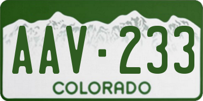 CO license plate AAV233