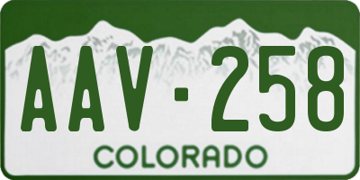 CO license plate AAV258