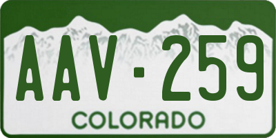 CO license plate AAV259