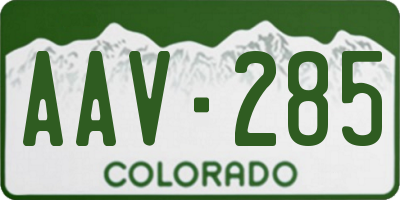 CO license plate AAV285