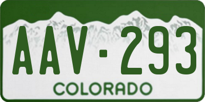 CO license plate AAV293