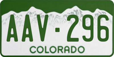 CO license plate AAV296
