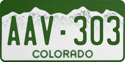 CO license plate AAV303