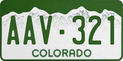 CO license plate AAV321