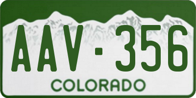 CO license plate AAV356