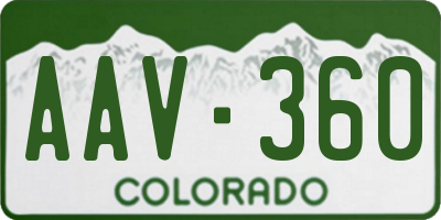 CO license plate AAV360