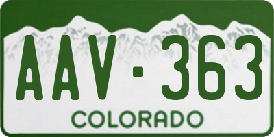 CO license plate AAV363